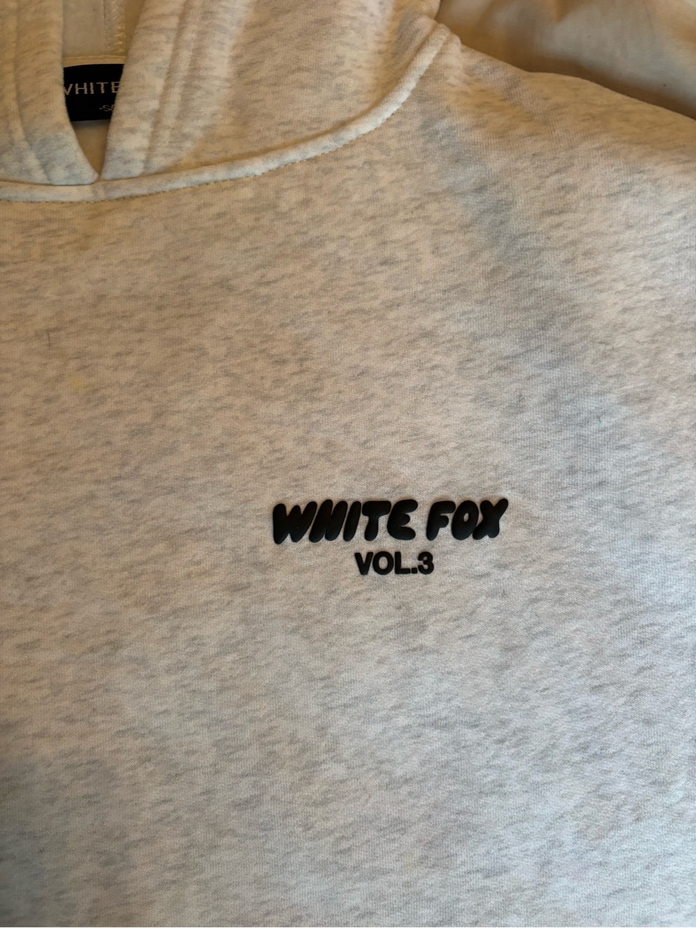 White Fox Boutique Light Heather Gray Logo Hoodie with Black Print
